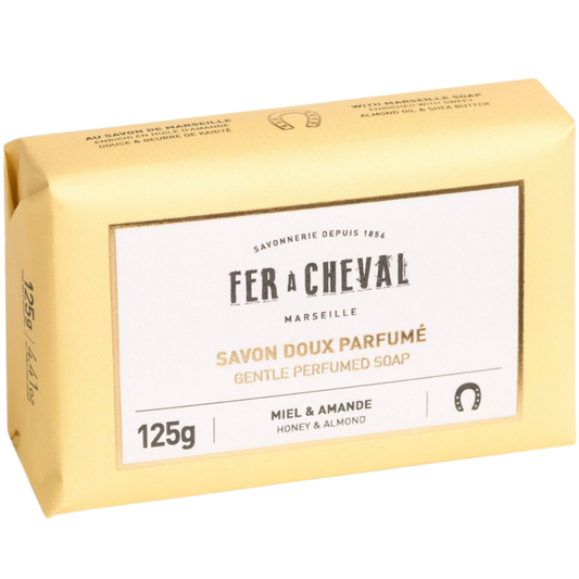 Savon Doux Parfume Miel Amande Gentle Perfumed Soap Honey Almond 125 G | Fer à Cheval