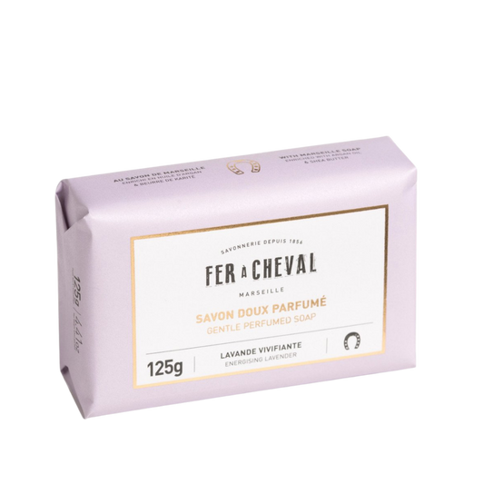 Savon Doux Parfume Lavande Vivifiante Gentle Perfumed Soap Energising Lavender 125 G | Fer à Cheval