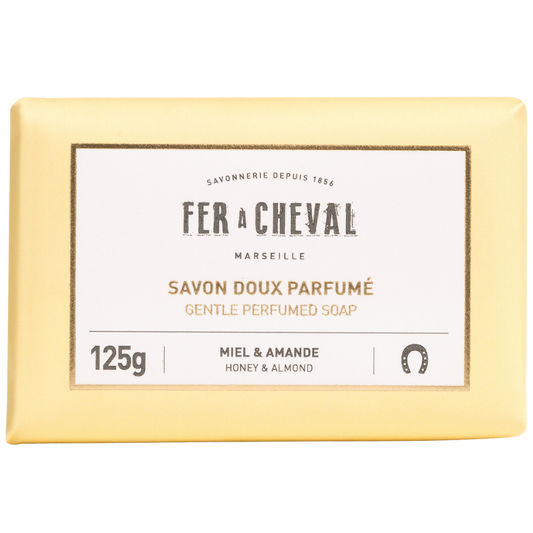 Savon Doux Parfume Miel Amande Gentle Perfumed Soap Honey Almond 125 G | Fer à Cheval