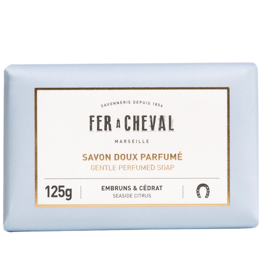 Savon Doux Parfume Embruns Cedrat Gentle Perfumed Soap Seaside Citrus 125G| Fer à Cheval