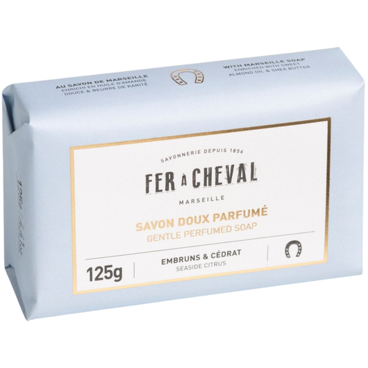 Savon Doux Parfume Embruns Cedrat Gentle Perfumed Soap Seaside Citrus 125G| Fer à Cheval